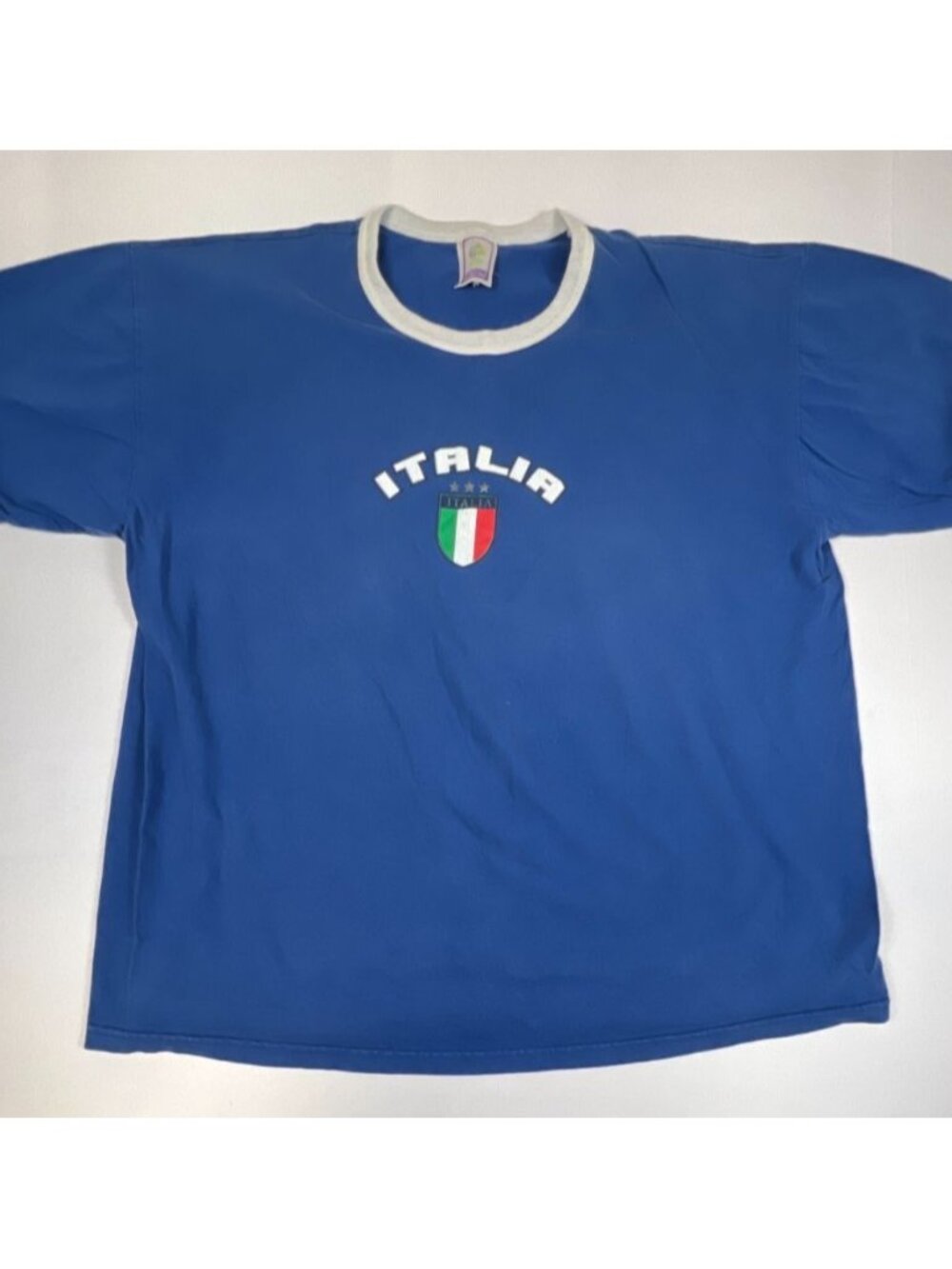 Vintage 2006 FIFA World Cup Italia Italy Soccer Ringer T-Shirt Blue XXL